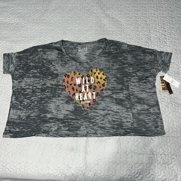 Billabong oversized wild heart top tee shirt cropped loose leopard cheetah print - Picture 2 of 4